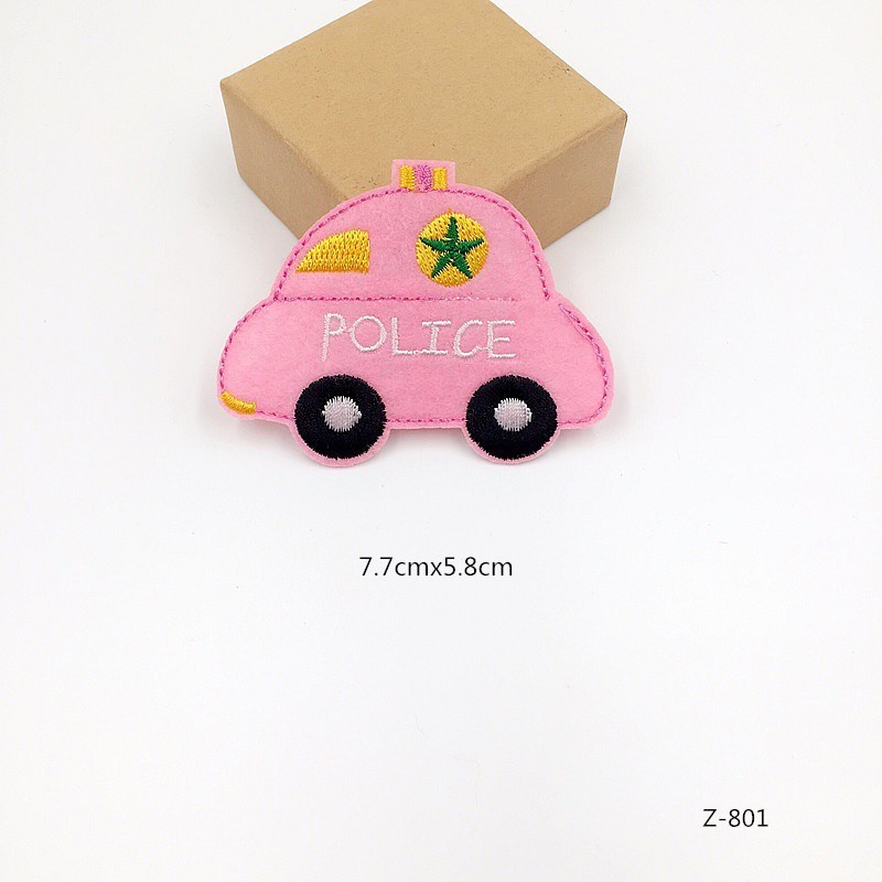Miếng vải thêu/ủi hình xe cảnh sát dễ thương để trang trí quần áo