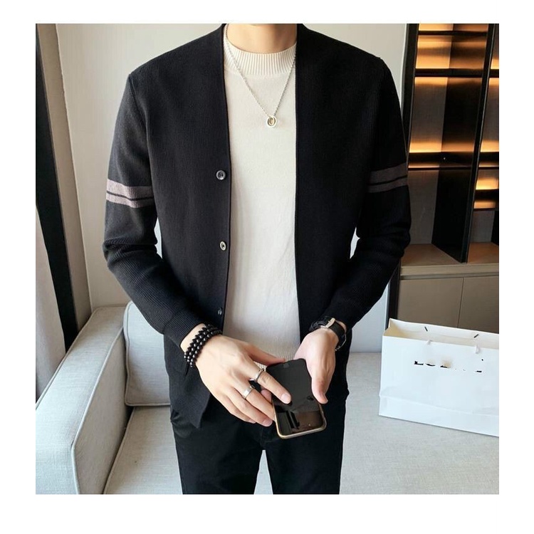 Áo Khoác Cardigan Dệt Kim Dáng Ôm Phong Cách Hàn Quốc Thời Trang Mùa Thu 2022 Mới Cho Nam