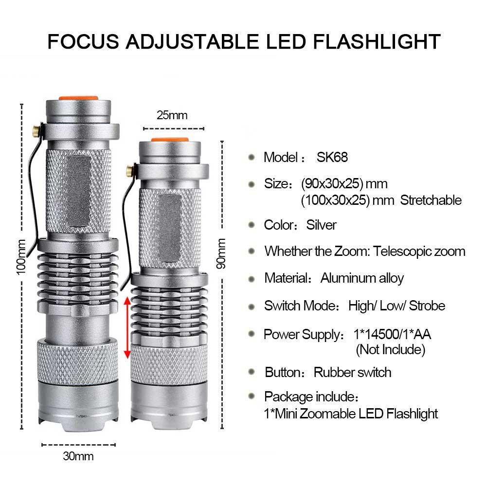 Đèn Pin LED siêu sáng 3500 LM CREE Q5 14500 AA