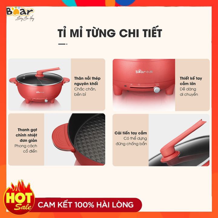 🔥BẢN QUỐC TẾ🔥 Nồi Lẩu 2 Ngăn Uyên Ương Bear 6L_Lẩu Nướng 3 khay Bear SUBE004_Bảo Hành Chính Hãng 18 tháng