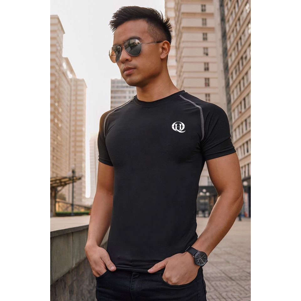 Áo cộc nam  body ngắn tay chất thun lạnh co dãn 4 chiều , tập gymer , thun trơn cổ tròn đẹp nam tính - HQ2 | BigBuy360 - bigbuy360.vn