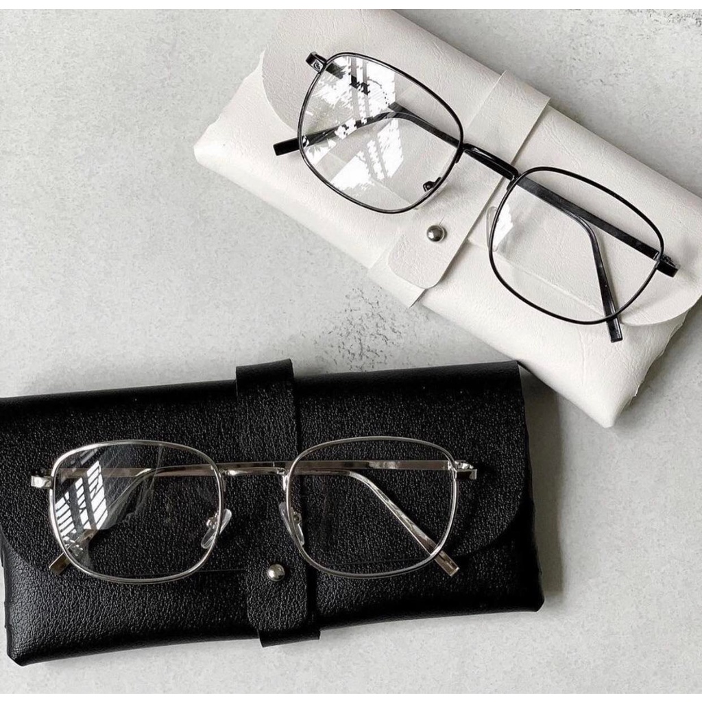 Kính Mắt Vuông Chống Ánh Sáng Xanh Gọng Kim Loại Dày Chắc Chắn