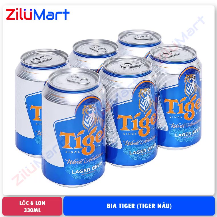 [HỎA TỐC HCM] Lốc 6 lon bia Tiger nâu loại 330ml