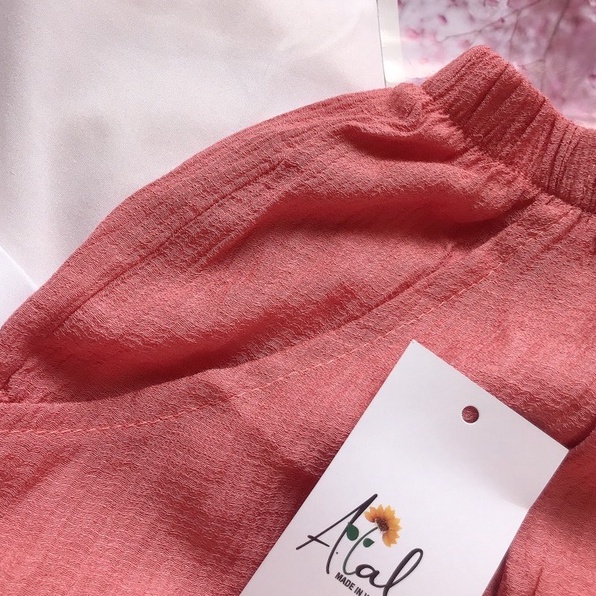 Quần short nữ quần đùi nữ ống rộng cạp chun chất đũi ALALA