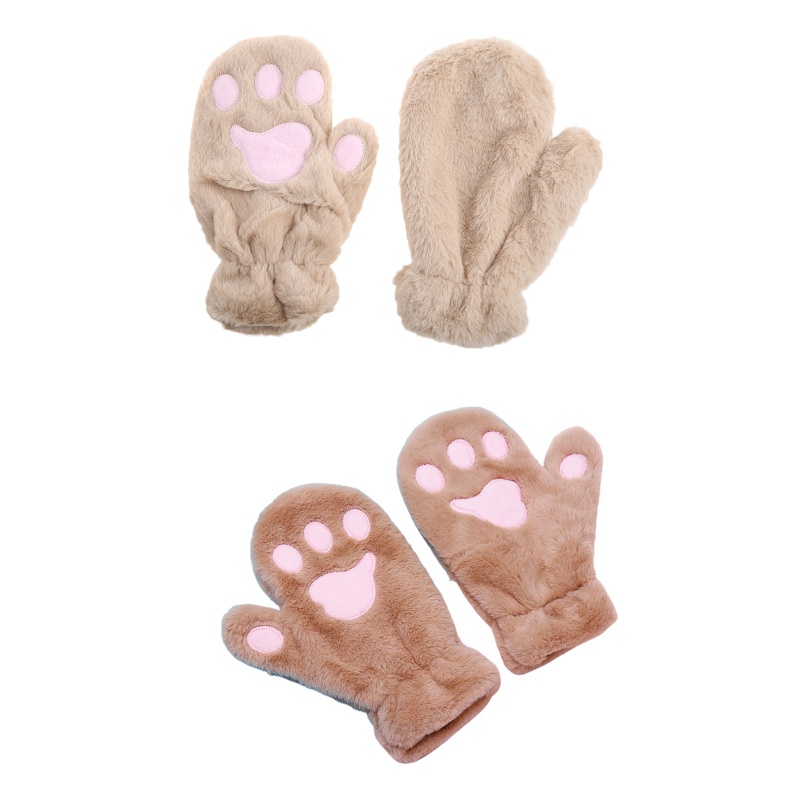 1 Đôi Găng Tay Lông Giả Hình Bàn Chân Mèo Dễ Thương Dành Cho Nữ