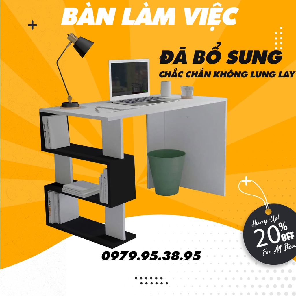 [BÀN LÀM VIỆC] ĐÃ CẢI TIẾN CHẮC CHẮN, bàn học sinh kèm kệ sách mẫu mã mới, kiểu dáng sang trọng, 100x75x40cm