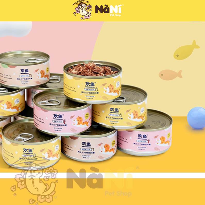 Pate cá ngừ đóng hộp cho mèo 170g siêu tiết kiệm, 3 vị thơm ngon- Mượt lông, làm đẹp form dáng - Nà Ní Pet Shop