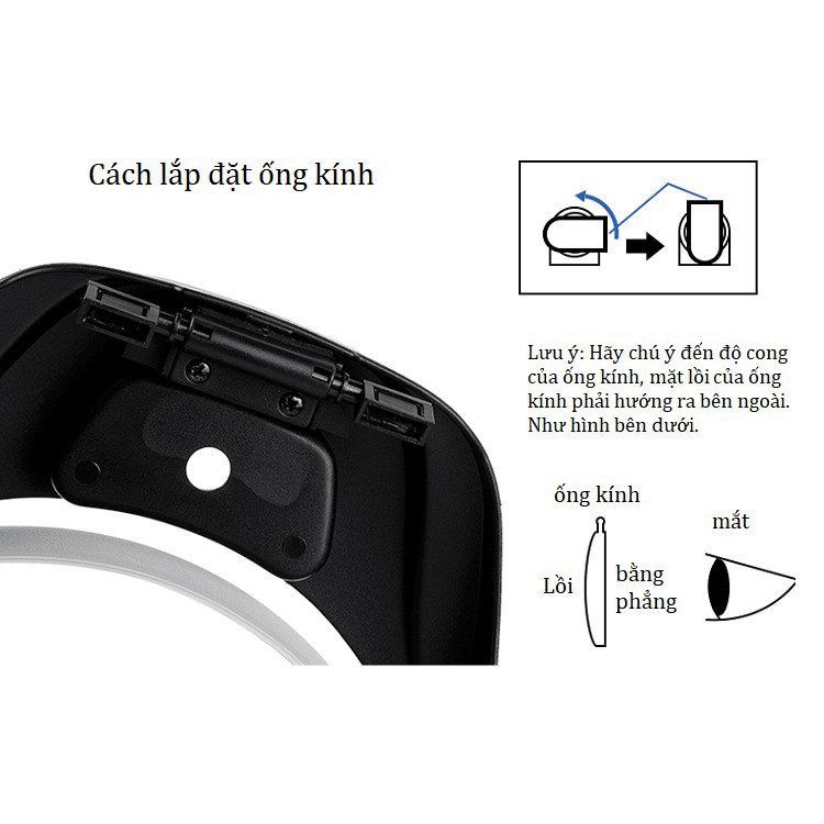 Kính lúp đeo đầu có đèn 4 thấu kính phóng đại 1.2x-3.5x dễ dàng thay thế MV-F