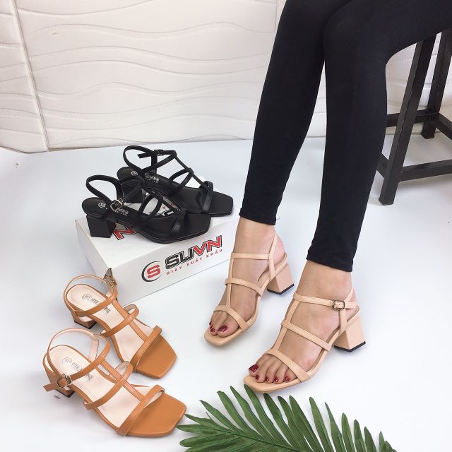 Sandal nữ đẹp đan dây gót trụ 5cm nhiều quai mảnh