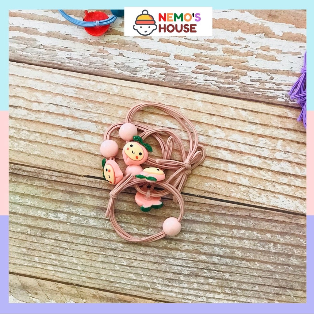 Cột tóc dây chun, dây cột tóc họa tiết  hình trái cây nhiều màu sắc đáng yêu