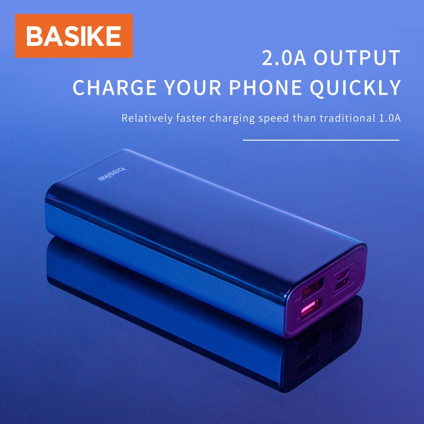 Pin Sạc dự phòng 10000mAh BASIKE đầu ra USB kép nhỏ gọn mang theo đi chơi cho iPhone Samsung Huawei Oppo