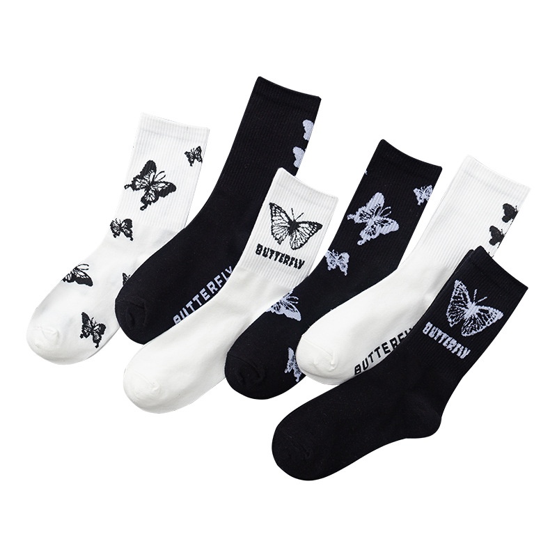 [Mã 151FASHIONSALE1 giảm 10K đơn 50K]Tất cổ cao hình bướm vải mềm dành cho nam nữ