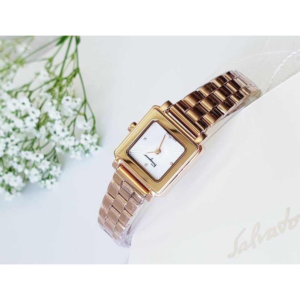 Đồng hồ nữ chính hãng Salvatore Ferragamo Square - Máy Quartz pin Thụy Sĩ - mặt kính Sapphire
