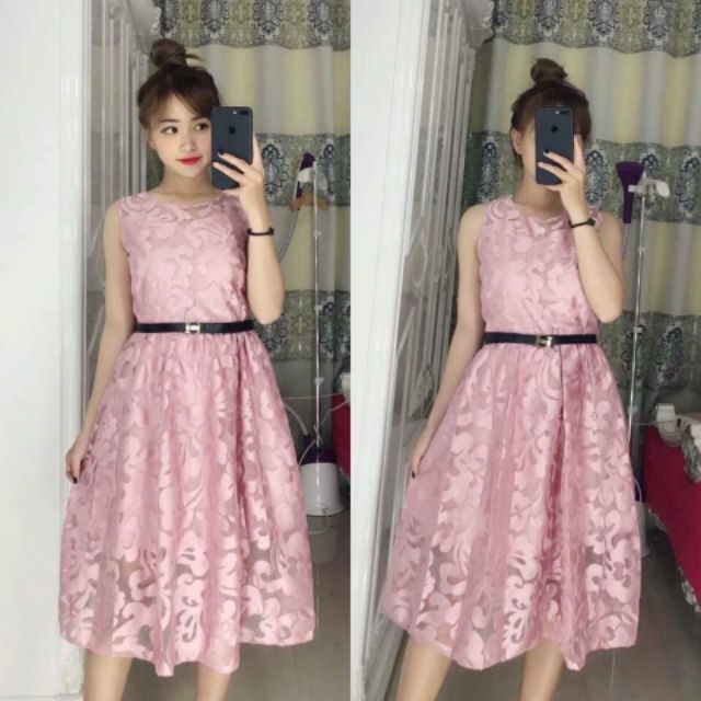 Đầm xòe ren sát nách