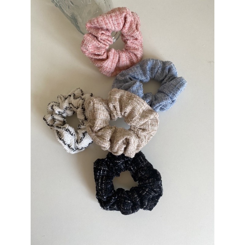 Dây cột tóc vải tweed scrunchie