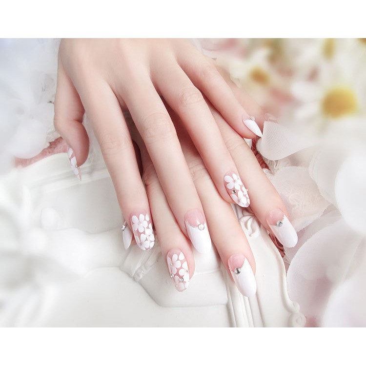 Móng Giả - Nail Dài Vẽ Hoa [Sẵn Keo - Đóng Hộp 24 Móng Đủ Size]