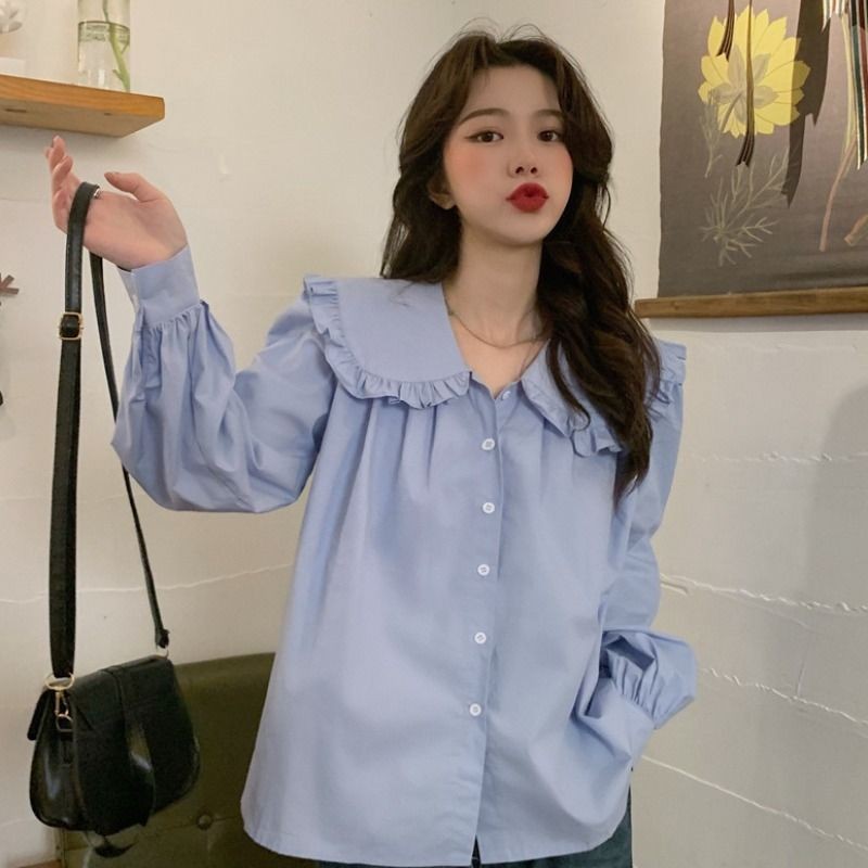 [Mã FAMAYWA giảm 10K đơn 50K] Áo sơ mi nữ bánh bèo tay dài tiểu thư | BigBuy360 - bigbuy360.vn