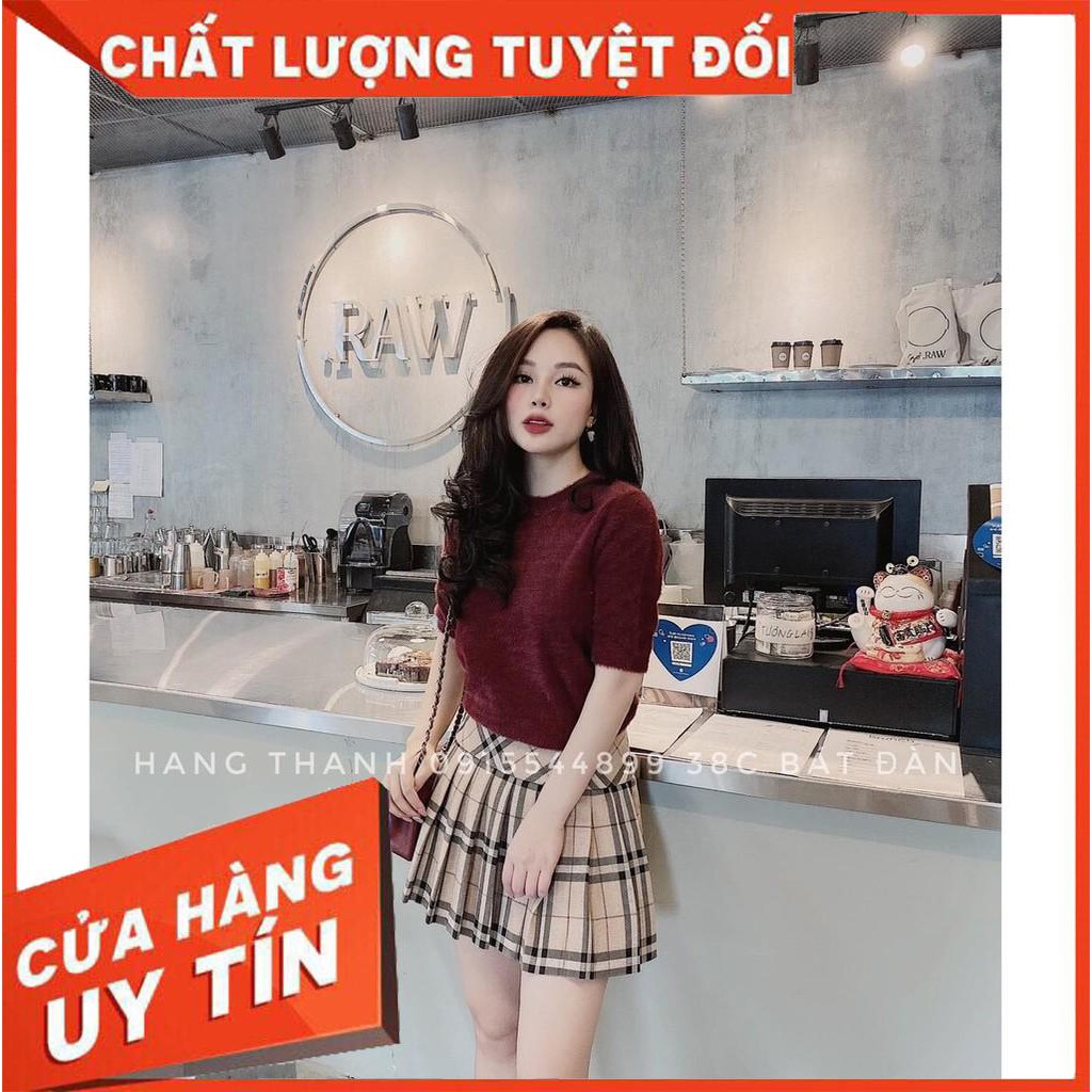 Chân Váy Xếp Ly Mẹ và Bé 💖FREESHIP💖 Chân váy xếp ly kẻ cạp chun T.Bb