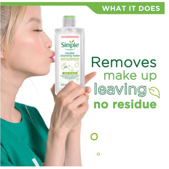 Nước tẩy trang Simple Micellar Cleansing Water 200ml làm sạch trang điểm vượt trội | BigBuy360 - bigbuy360.vn