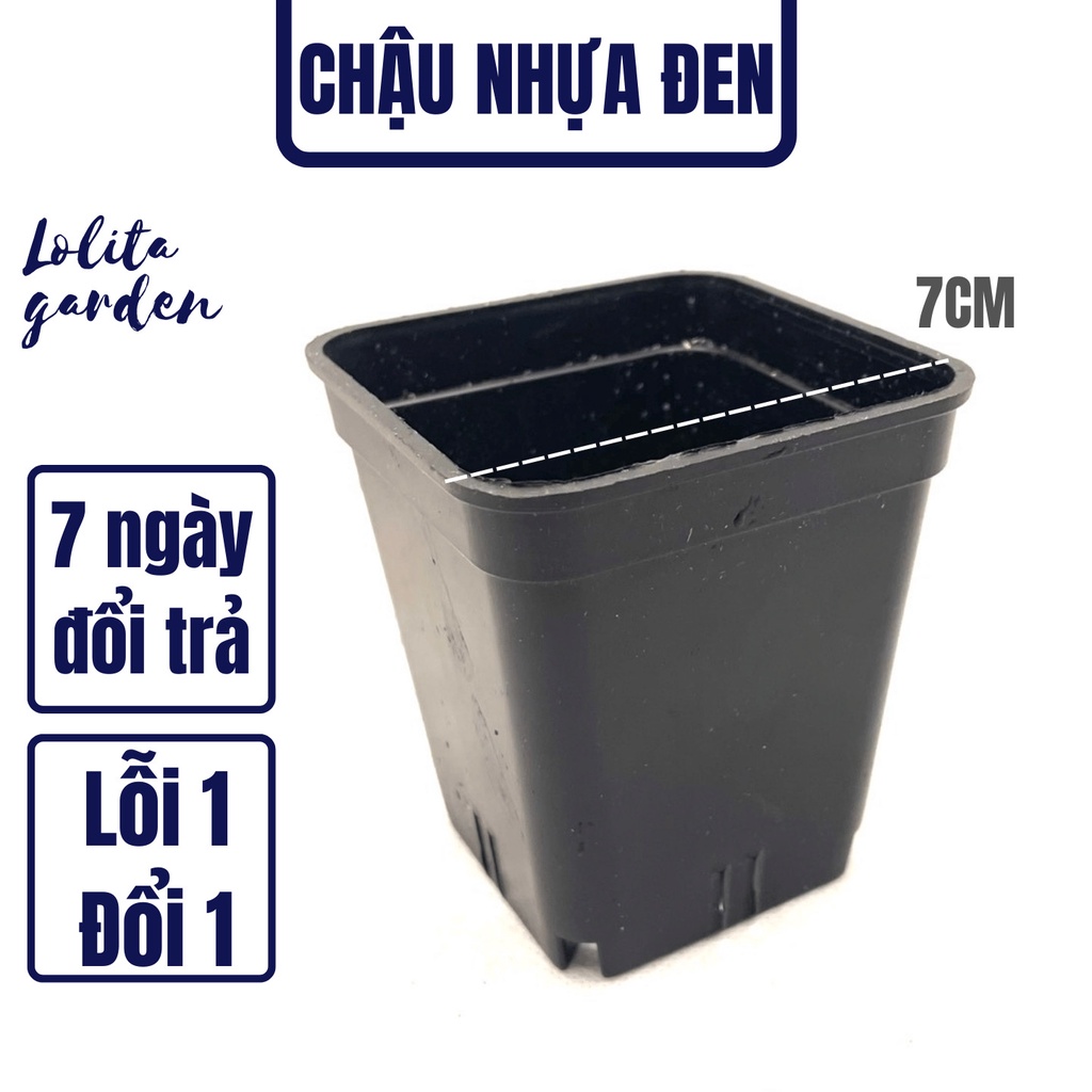 CHẬU NHỰA ĐEN TRỒNG CÂY 7x7cm SIÊU BỀN LỖI 1 ĐỔI 1