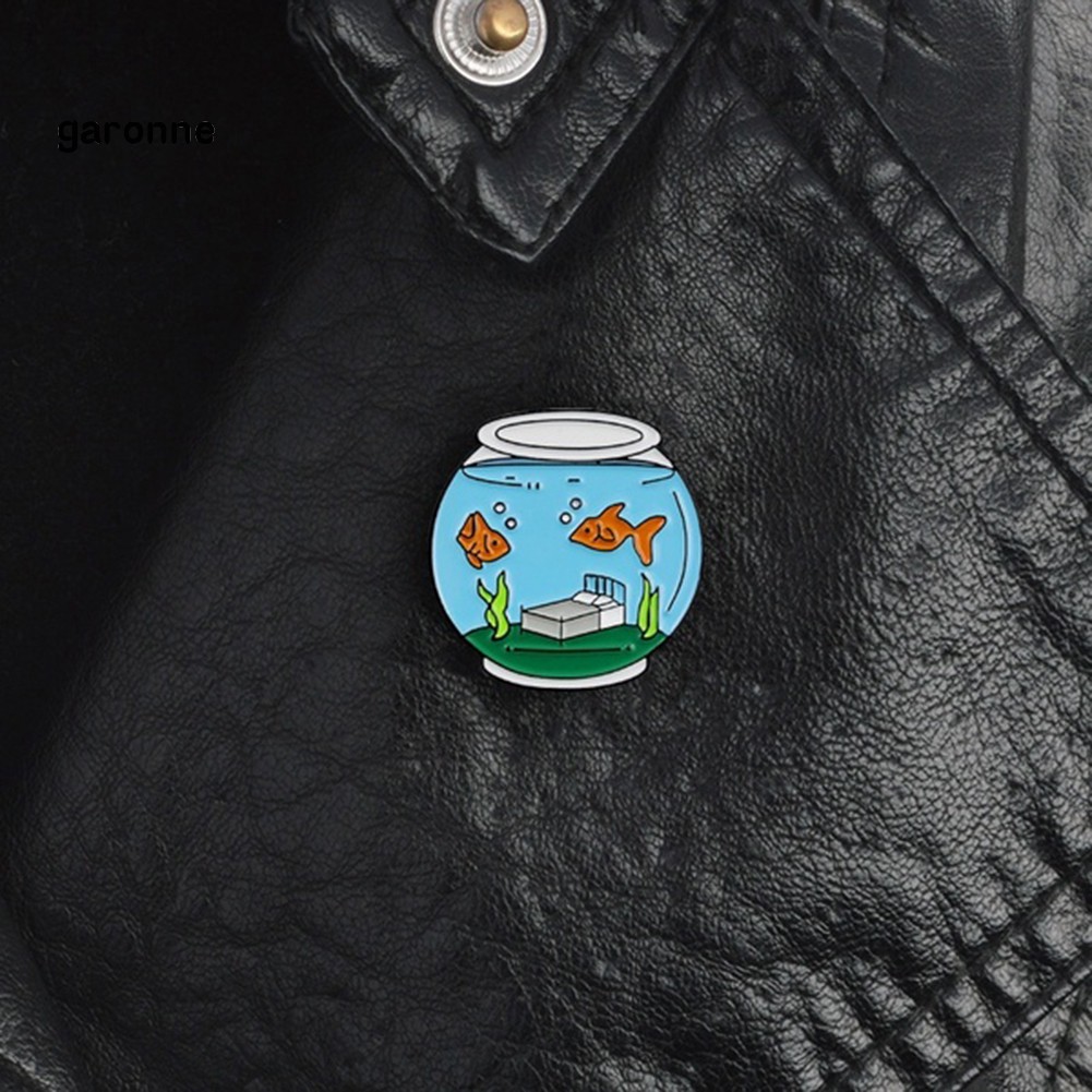 Ghim cài áo hình bể cá vàng làm bằng gốm cho áo khoác jean denim