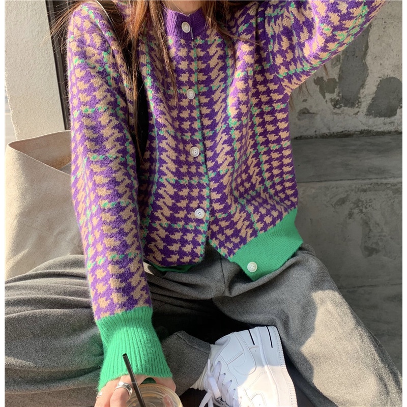 Áo cardigan dệt kim tay dài dáng rộng phong cách thời trang hàn quốc