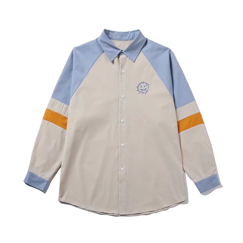 Áo sơ mi tay dài dáng rộng in hình thời trang Nhật Bản sành điệu cỡ M-3XL cho nam