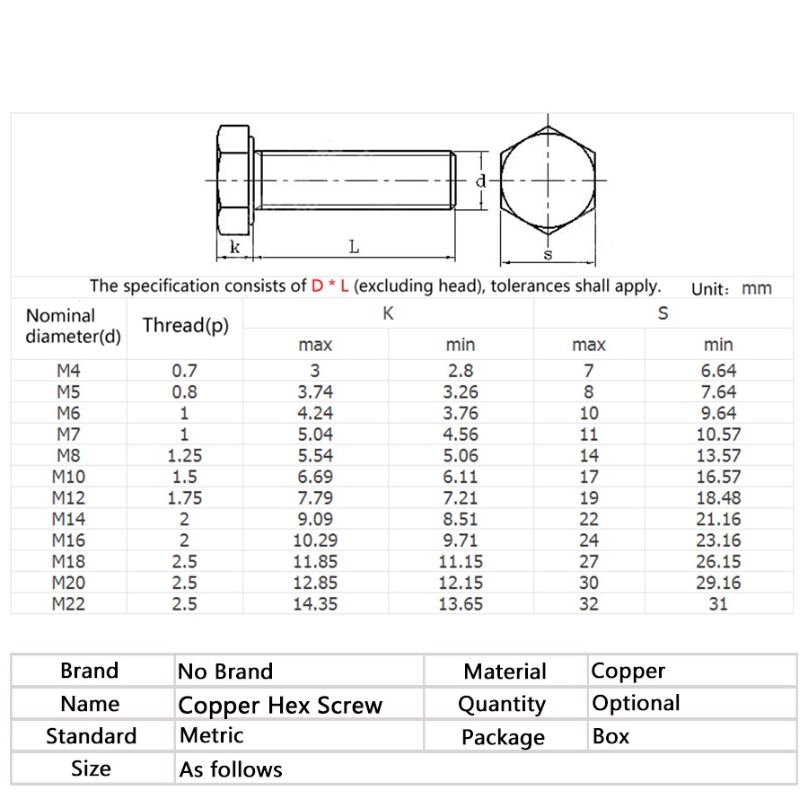 Vít Đồng Lục Giác m3 m4 m5 m6 Dài 6mm - 60mm Chuyên Dụng