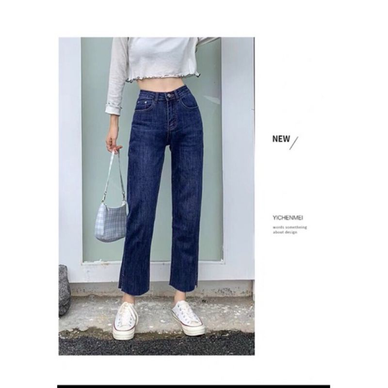 Quần bò ống rộng quần jean bò ống suông jeans nữ cạp cao ống đứng hot 2021 Pink Apricot Shop | WebRaoVat - webraovat.net.vn