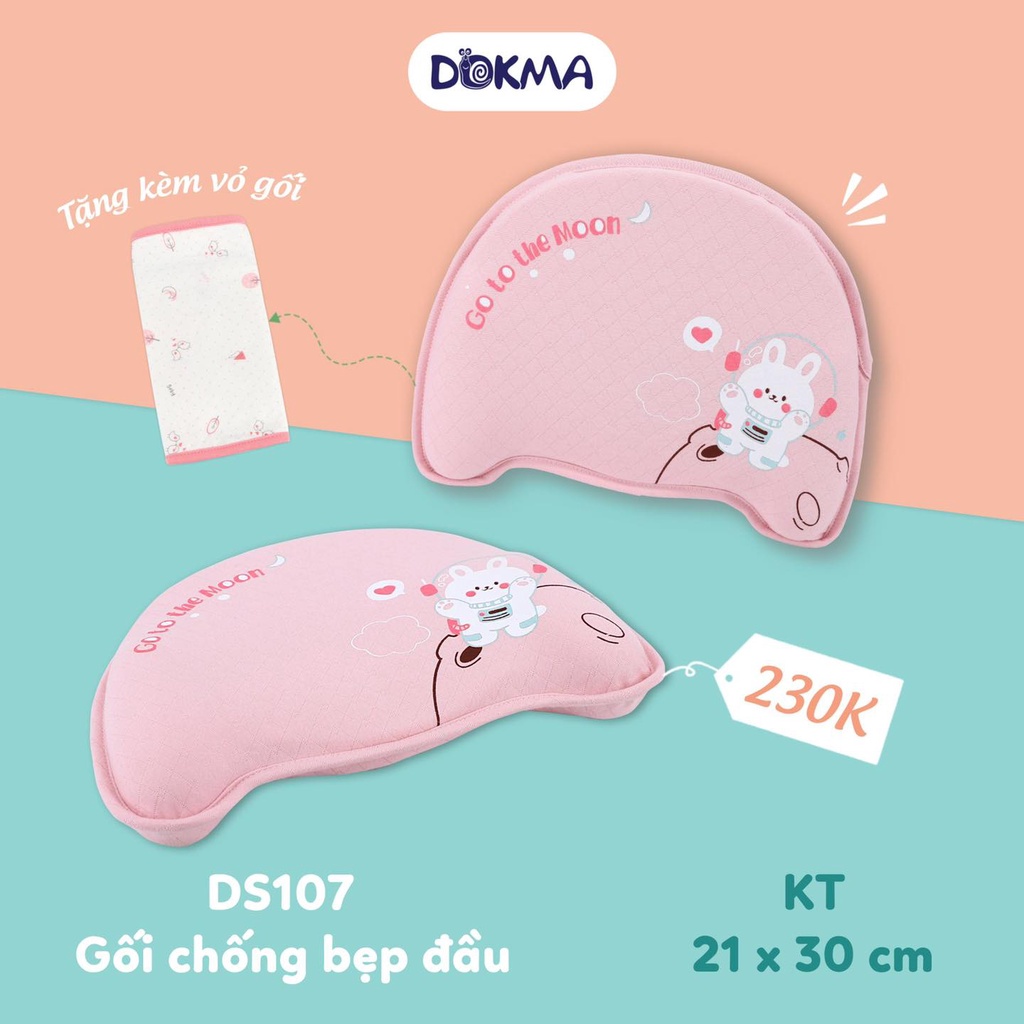 Gối cáo su non chống bẹp đầu Dokma tặng kèm 1 vỏi rời