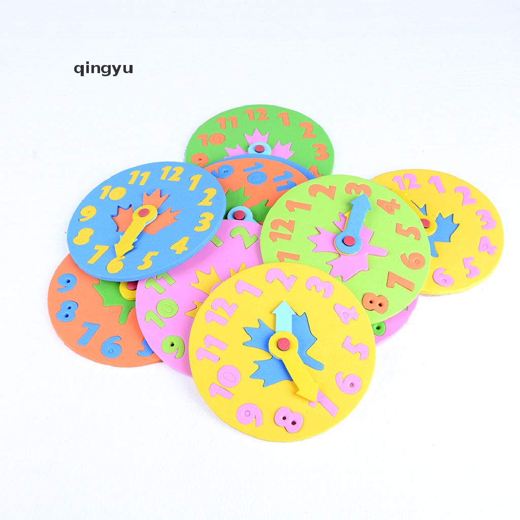 Qingyu Đồng Hồ Xốp EVA Dễ Thương Đồ Chơi Giáo Dục Trẻ Em Xếp Hình Số Thời Gian Jig PLI