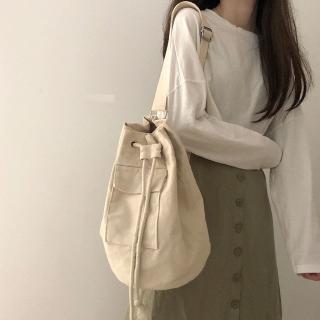 Túi Canvas Đeo Chéo Màu Trơn Phong Cách Hàn Quốc Thời Trang Cho Nữ