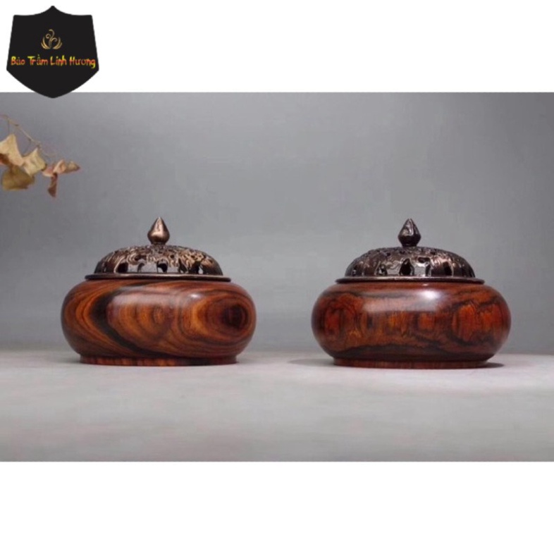 Lư Xông Trầm Hương - Đỉnh Đốt Nhang Bằng Gỗ Hương Cao Cấp Thiết Kế Tinh Xảo Kèm Lót Bông Chống Cháy
