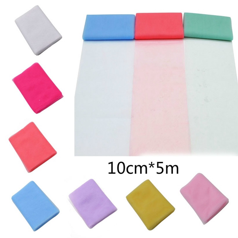 Cuộn Dây Ruy Băng Vải Tuyn Màu Trơn 10cm * 5m Làm Đồ Thủ Công Diy