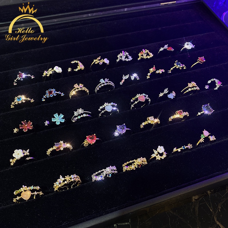 Nhẫn Hở Đính Đá Zircon Màu Kẹo Ngọc Trai Phong Cách Ins Ngọt Ngào Cho Nữ