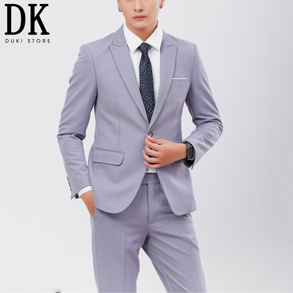 GIẢM 75% Bộ vest nam công sở 1 cúc đẹp màu ghi sáng giá siêu rẻ - DUKI STORE