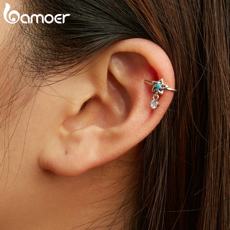Bông tai BAMOER SCE1493 bạc s925 phối hình ngôi sao cho nữ