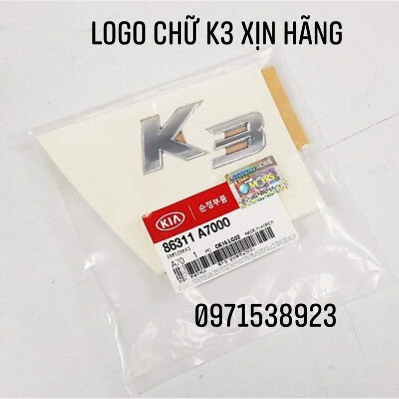 Chữ nổi KIA K3 xịn chính hãng 86311A7000