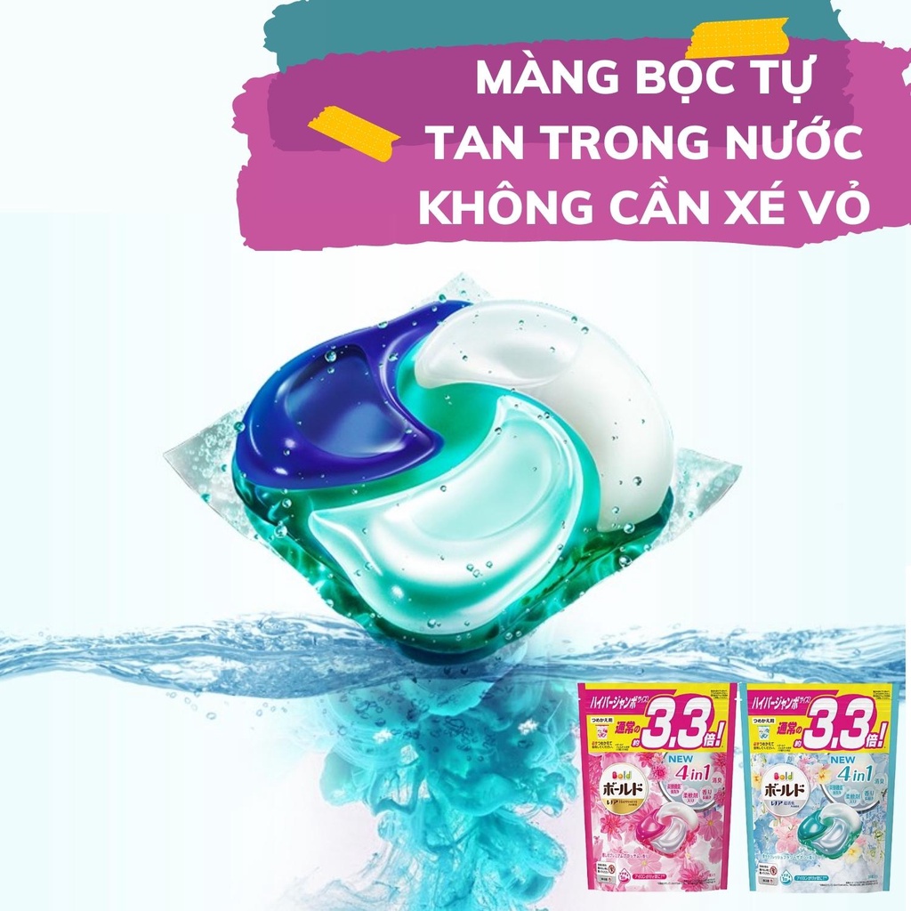 [39 VIÊN] Viên Giặt Xả P&amp;G Bold 4D Nội Địa Nhật | Viên Giặt GELBALL Nhật Bản