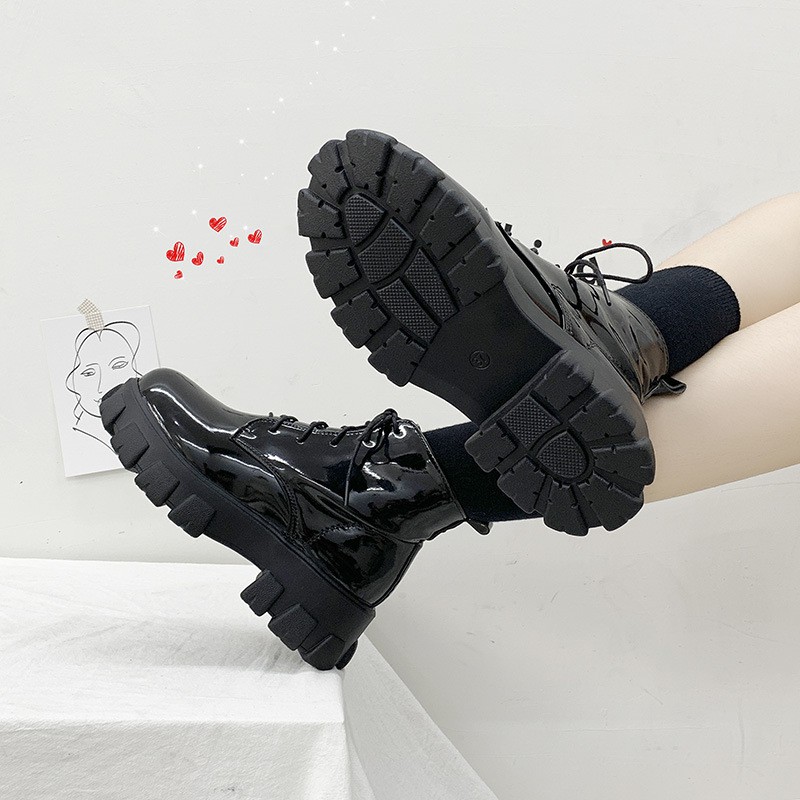 Miss Meow Giày Bốt Martin Gót Vuông Dày Phong Cách Hàn Quốc Cho Nữ | BigBuy360 - bigbuy360.vn