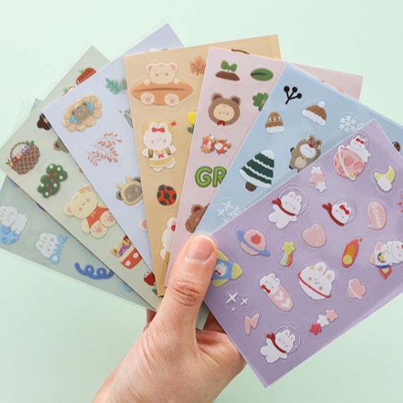 Tấm sticker PET Q cute soft candy hình dán trang trí sổ tay | BST070