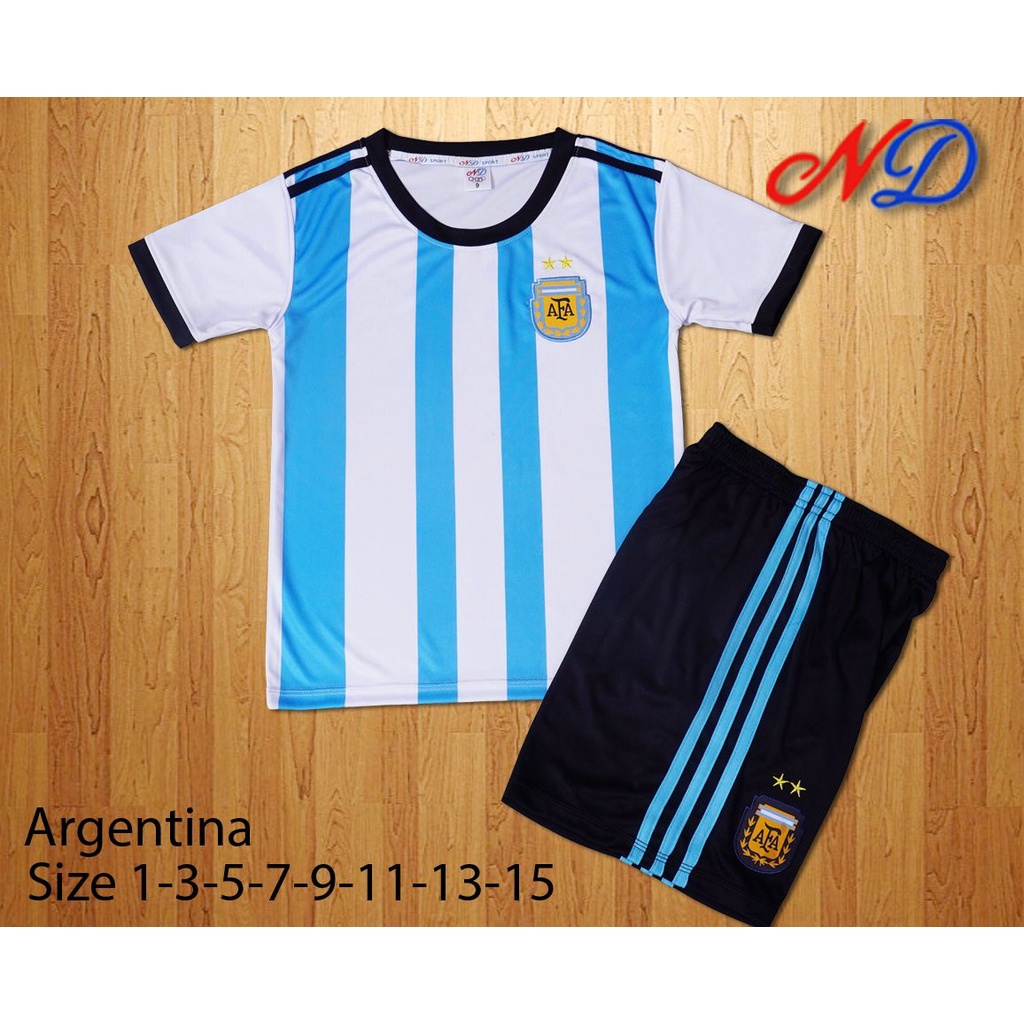 Bộ Đồ Đá Banh Trẻ em Đội Tuyển Acgentina màu trắng xanh