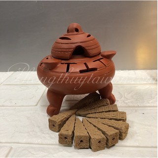 Lư xông Bột/Nụ trầm đất nung nâu (2 kích thước)