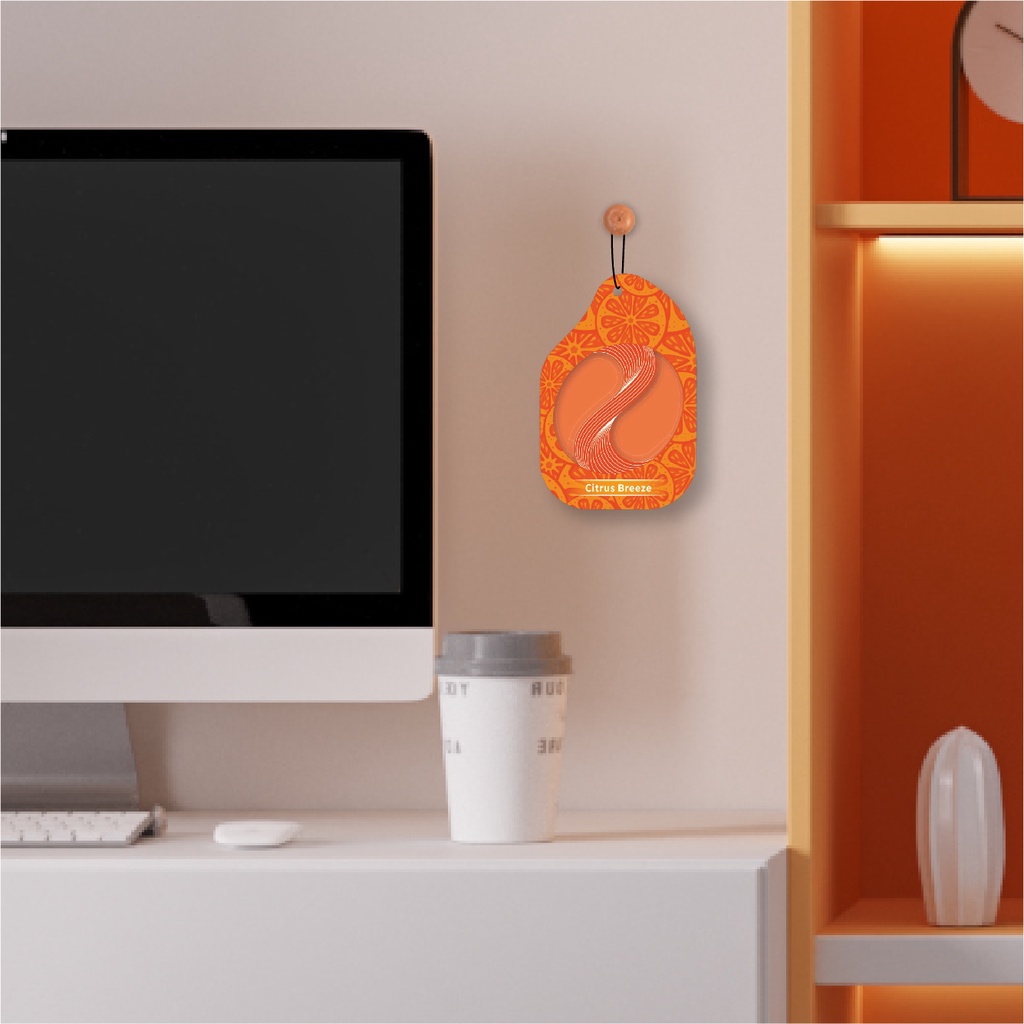 Sáp thơm lá treo ô tô Tinh dầu treo xe hơi AROMATE khử mùi, Nước hoa lá treo ô tô hương cam, xe mới chính hãng TaiwanHub