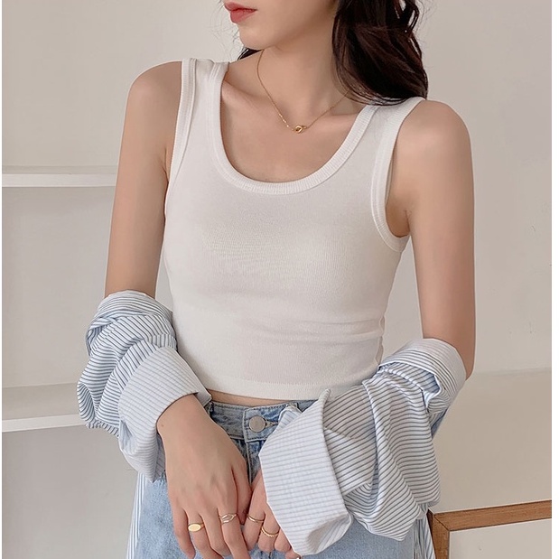 Áo hai dây IHKKE cổ tròn đơn giản thời trang cho nữ
