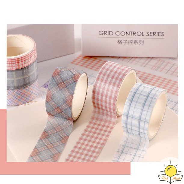 Bộ 6 washi tape nhiều cỡ, tập băng dính washi trang trí sổ tay, take note WA05