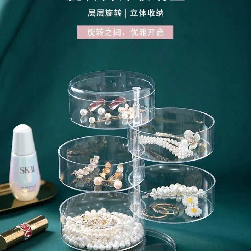 Hộp Đựng Trang Sức Khuyên Tai/Kẹp Tóc Nhiều Tầng Chống Oxy Hóa Có Thể Xoay Được Kiểu Dáng Tinh Tế