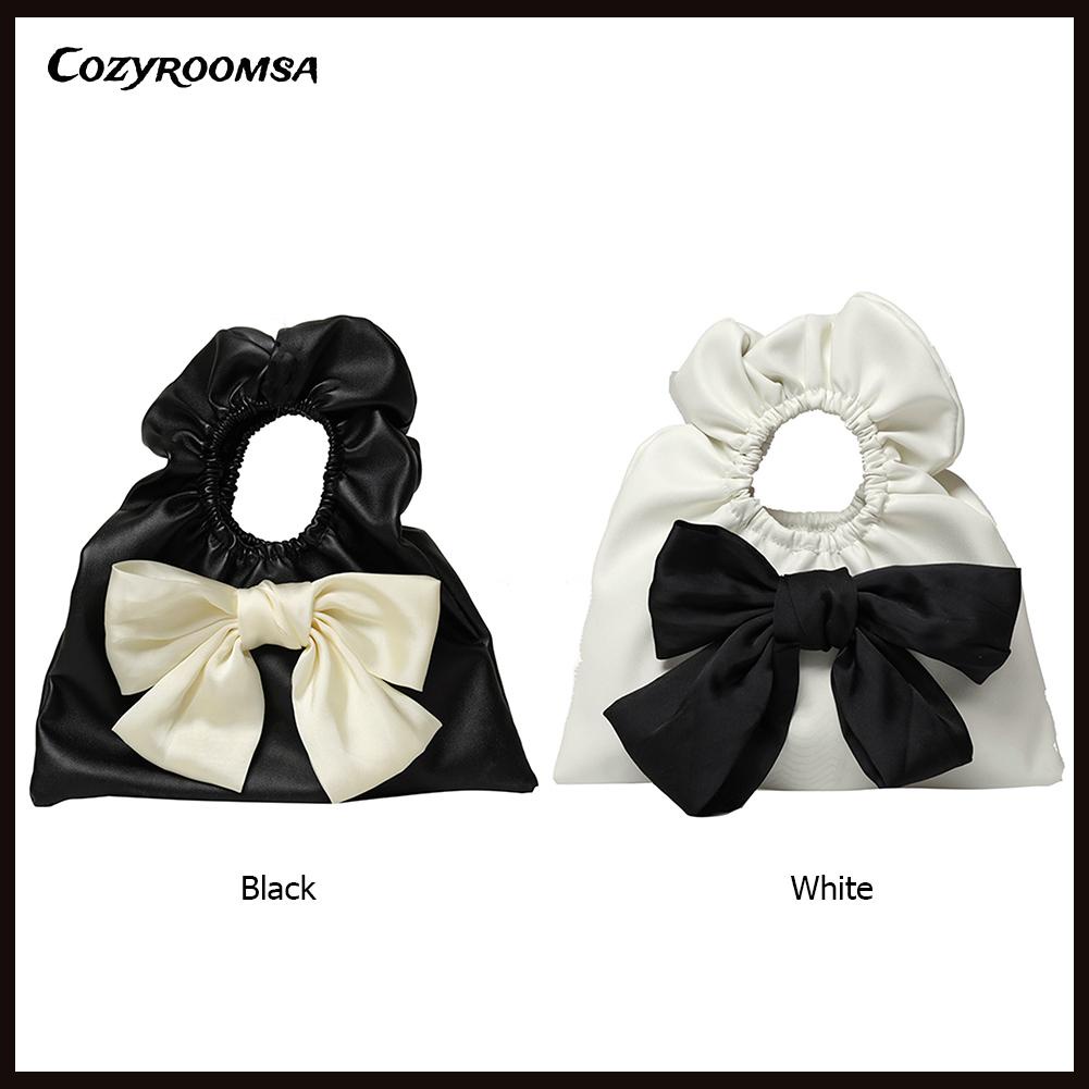 Túi xách da PU xếp li đính nơ thời trang cho nữ