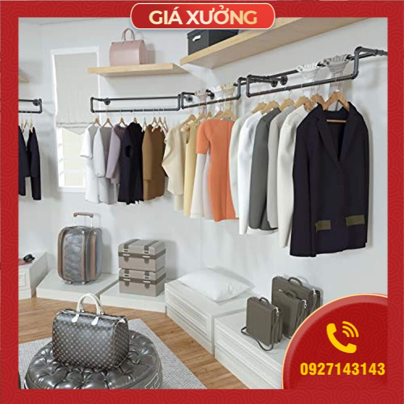 Kệ ống nước kim giá treo đồ chất liệu ống nước trang trí nhà, quán cafe đẹp độc lạ
