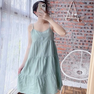 Đầm Ngủ 2 Dây Mặc Nhà Madela Chất Đũi Thoải Mái, Thoáng Mát, Váy Hai Dây Babydoll Quyến Rũ Chất Đũi Thoáng Mát - Vdd02